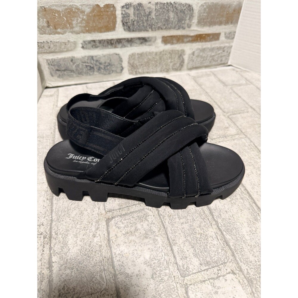 Juicy Couture UMME Black Slingback Sandal 8.5 Platform Y2K Grunge 90s